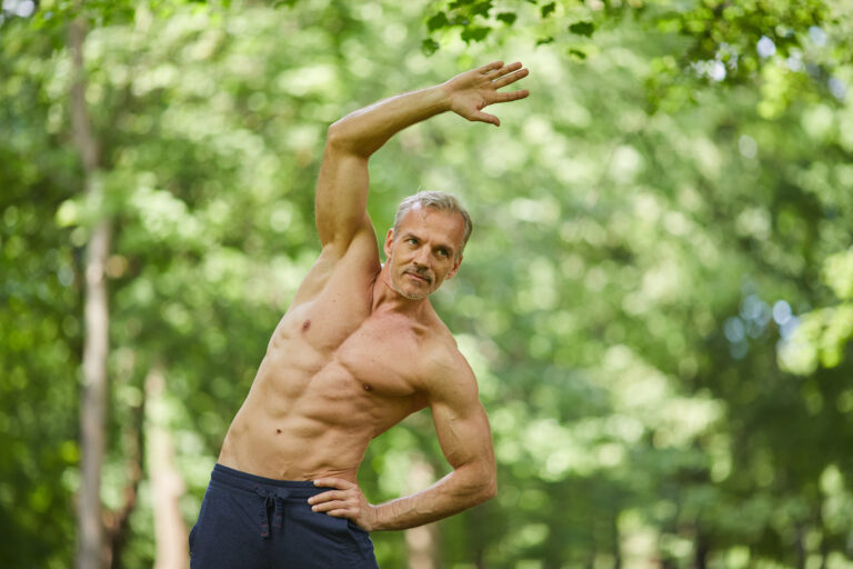 Mature Man Exercising Shirtless